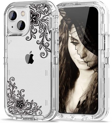 iMangoo Elegant Black Pattern Armor for iPhone 13 Case