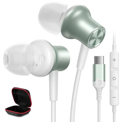 iMangoo USB C Plug in Headphones for iPhone 15 Green