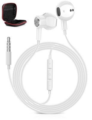 iMangoo Wired Headphones 3.5mm Plug in Jack Aux Earbuds White