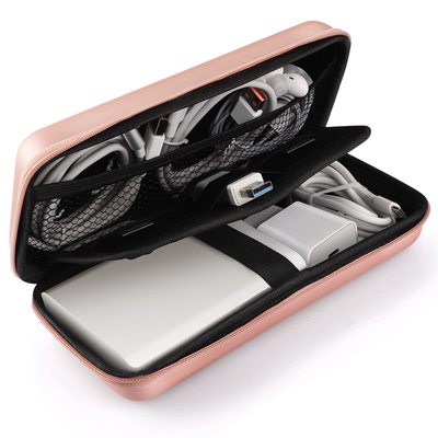 iMangoo Electronics Organizer Travel Carrying Case Hard Shockproof Rose Gold